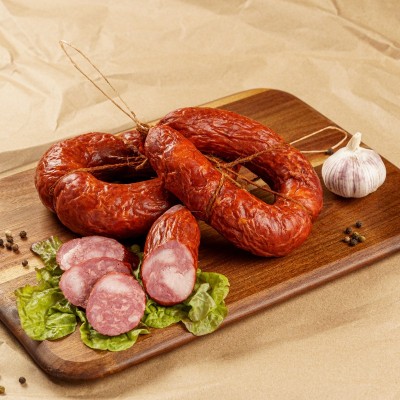 Копченая с окороком колбаса п/к (Гурманыч)